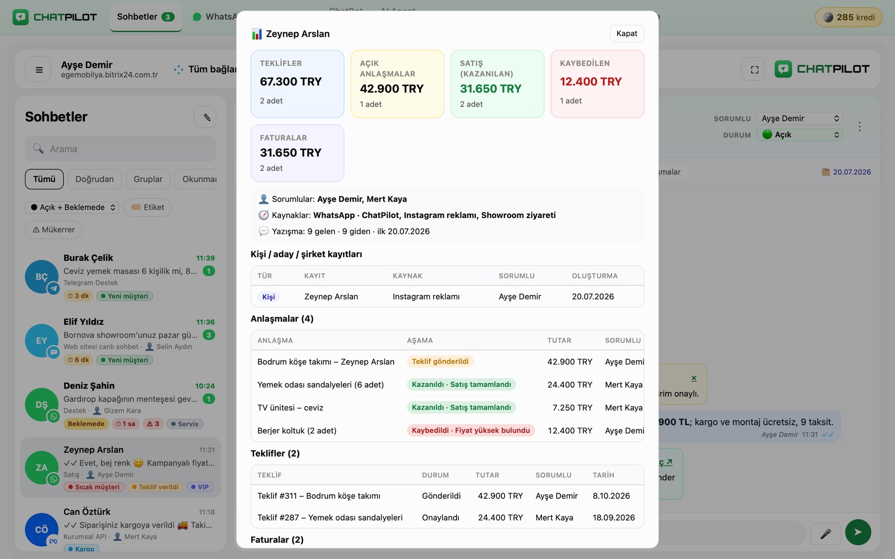 Customer insights: quotes, deals, sources